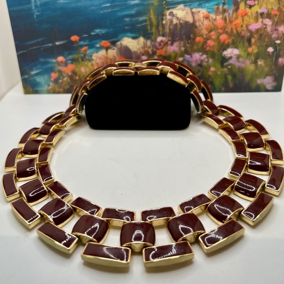 Mahogany Enamel Link Collar Necklace - Picture 3 of 5